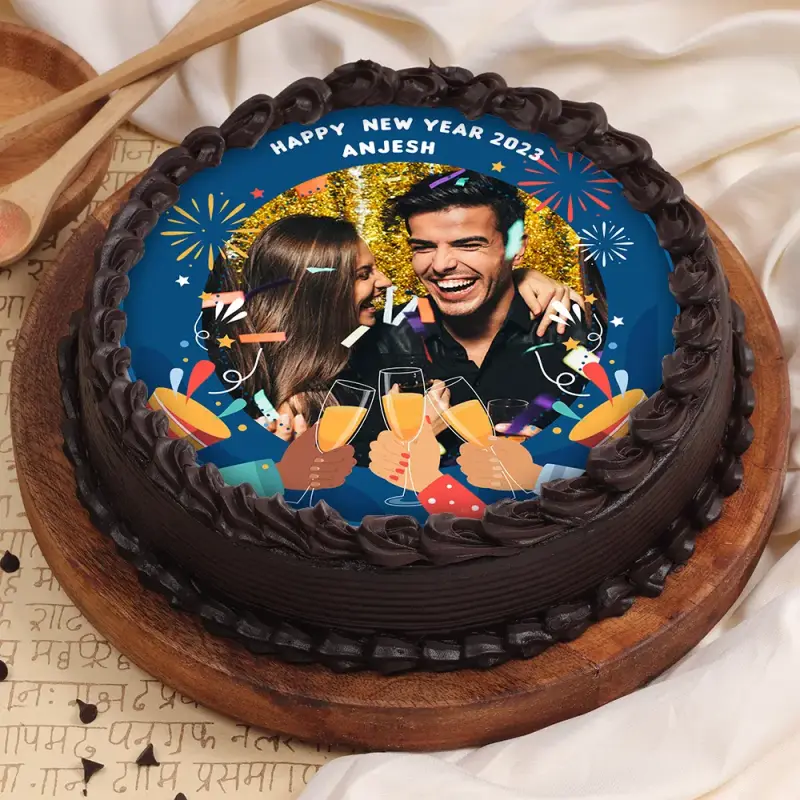 New Year Celebratory Photo Cake