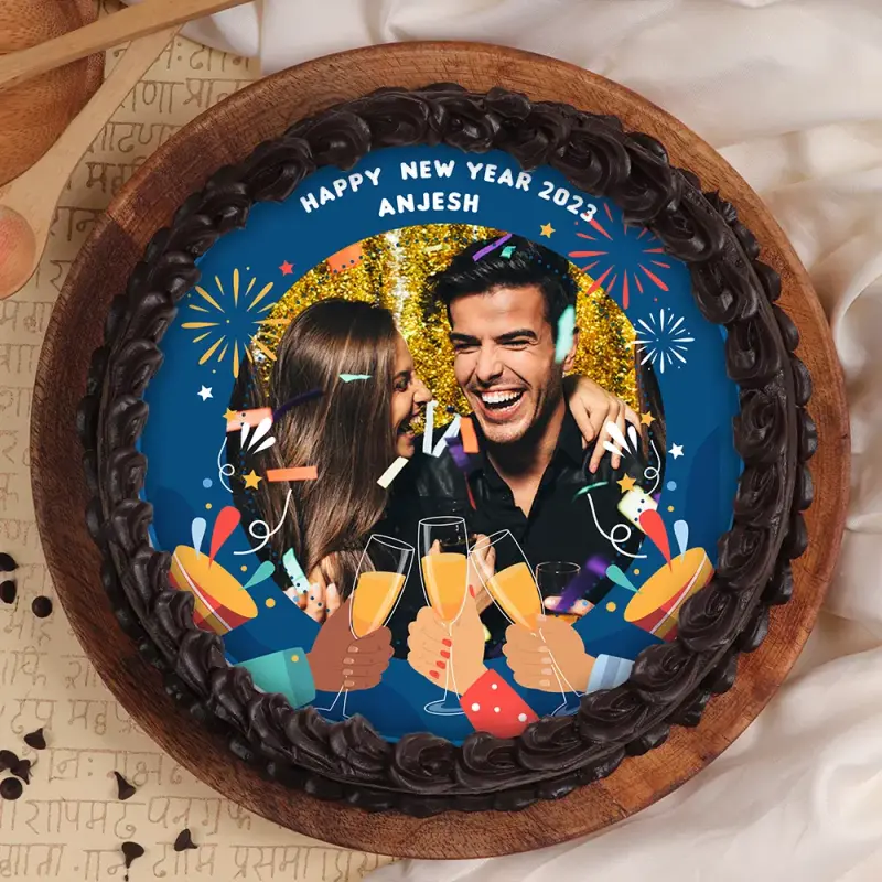New Year Celebratory Photo Cake