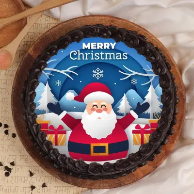 Round Photo Christmas Cake